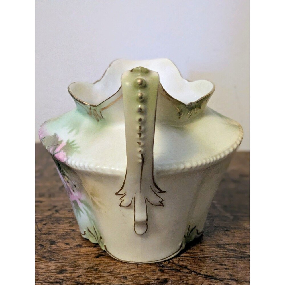 Antique RS Prussia Porcelain Creamer Pitcher Pink Cabbage Roses Floral Gold Trim - Picture 3 of 9
